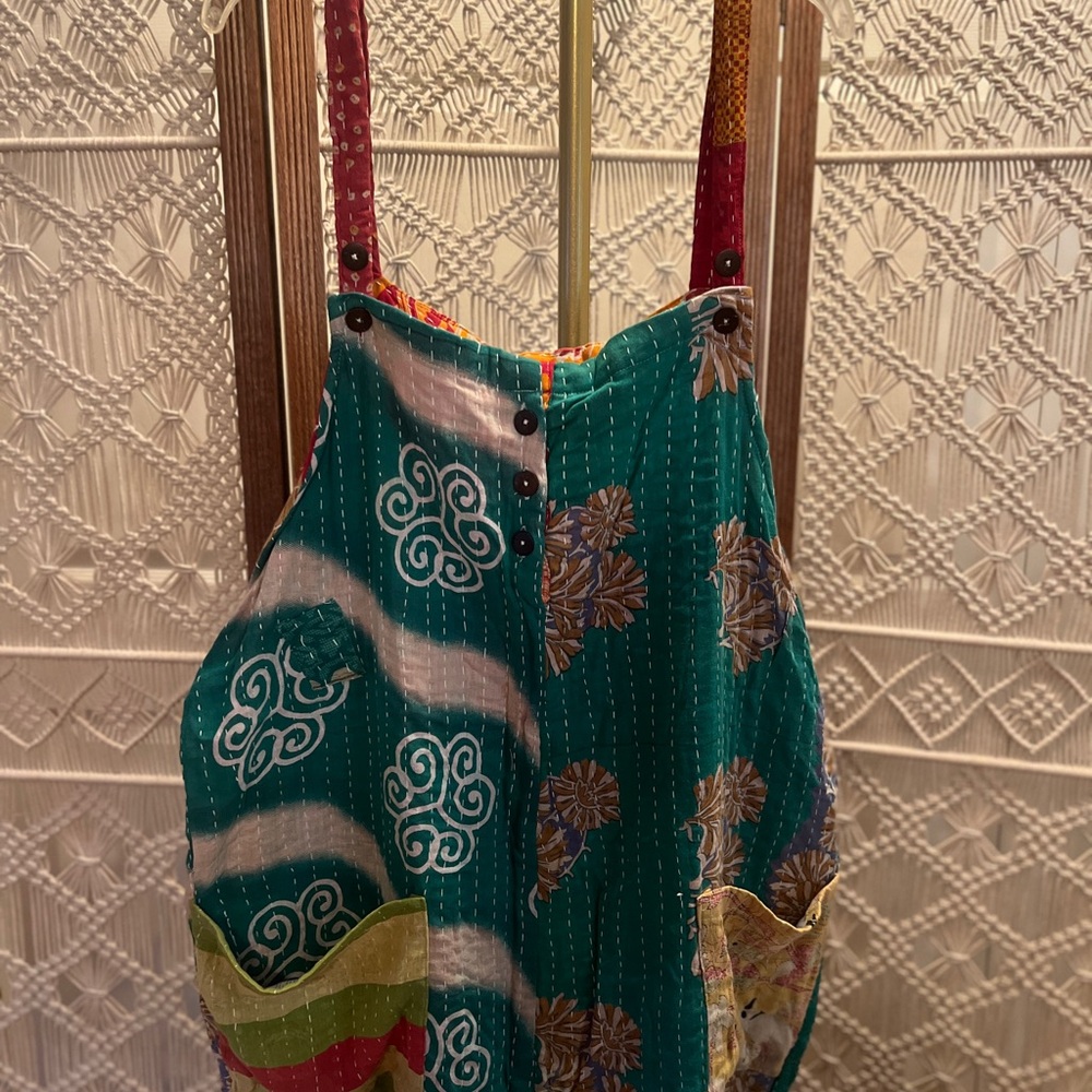 Kantha Patchwork Bell Bottom Overalls - image 2